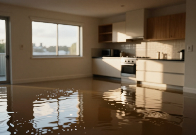Flooded basement in Forestville before drying